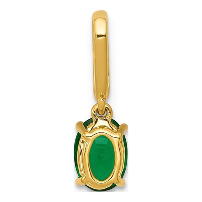 14K Yellow Gold Emerald & Diamond Oval Pendant – view 4
