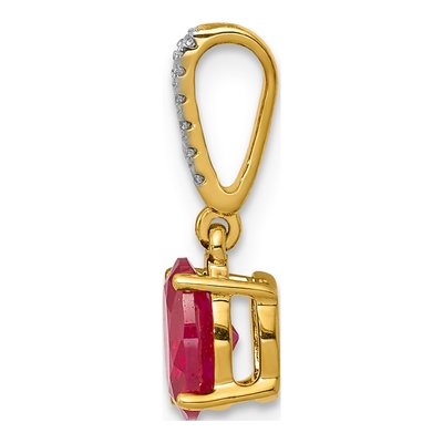 14K Yellow Gold Ruby & Diamond Oval Pendant – view 2