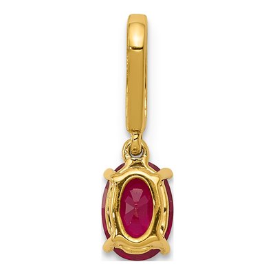 14K Yellow Gold Ruby & Diamond Oval Pendant – view 3