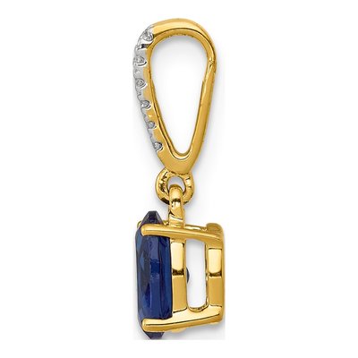 14K Yellow Gold Sapphire & Diamond Oval Pendant – view 2