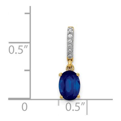 14K Yellow Gold Sapphire & Diamond Oval Pendant – view 4