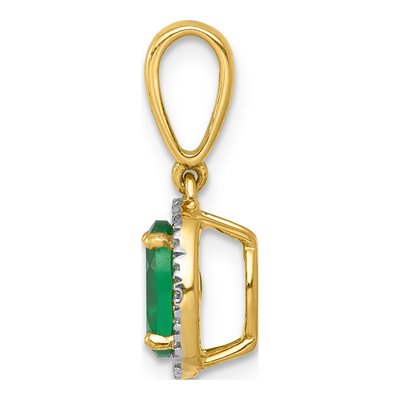 14K Yellow Gold 0.09 ct tw Emerald & Diamond Halo Pendant – view 3