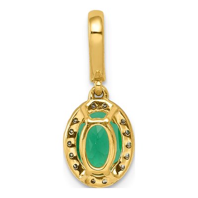 14K Yellow Gold 0.09 ct tw Emerald & Diamond Halo Pendant – view 4