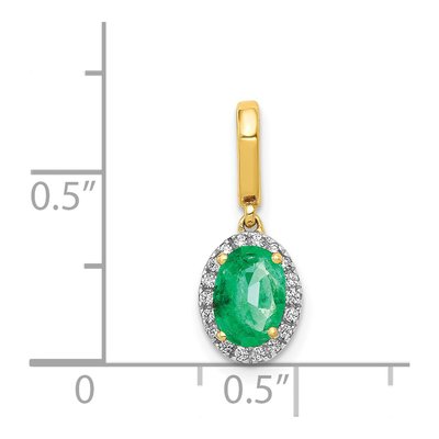 14K Yellow Gold 0.09 ct tw Emerald & Diamond Halo Pendant – view 5