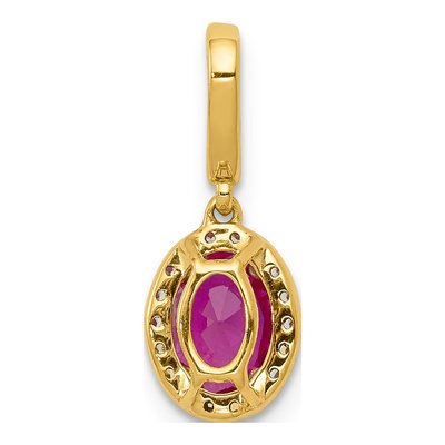 14K Yellow Gold 0.09 ct tw Ruby & Diamond Halo Pendant – view 3