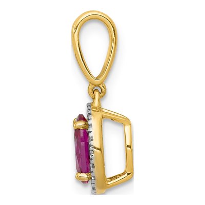 14K Yellow Gold 0.09 ct tw Ruby & Diamond Halo Pendant – view 4