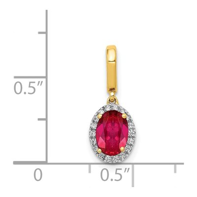 14K Yellow Gold 0.09 ct tw Ruby & Diamond Halo Pendant – view 5