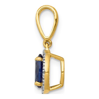 14K Yellow Gold 0.09 ct tw Sapphire & Diamond Halo Pendant – view 3