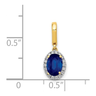 14K Yellow Gold 0.09 ct tw Sapphire & Diamond Halo Pendant – view 5