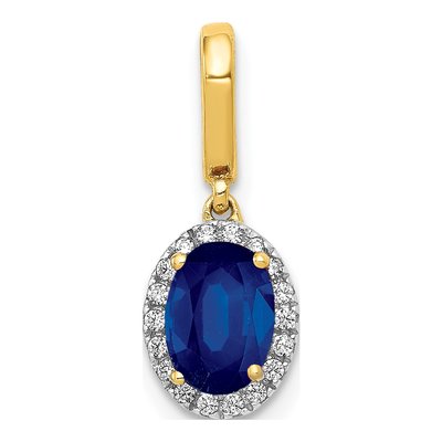 14K Yellow Gold 0.09 ct tw Sapphire & Diamond Halo Pendant