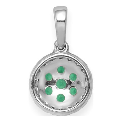 14K White Gold 0.09 ct tw Emerald & Diamond Cluster Halo Pendant – view 3