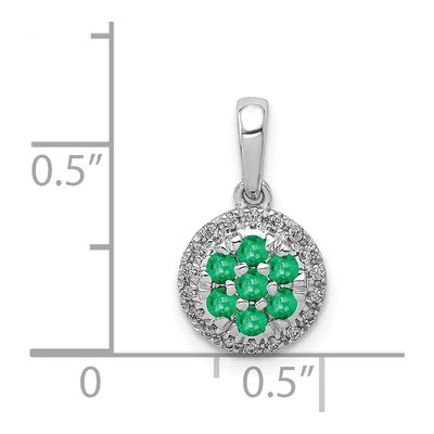 14K White Gold 0.09 ct tw Emerald & Diamond Cluster Halo Pendant – view 4