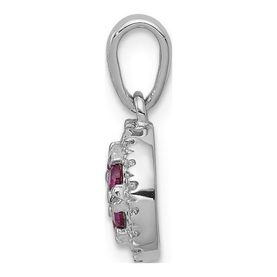 14K White Gold 0.09 ct tw Ruby & Diamond Halo Pendant – view 2