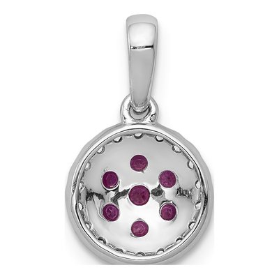 14K White Gold 0.09 ct tw Ruby & Diamond Halo Pendant – view 3