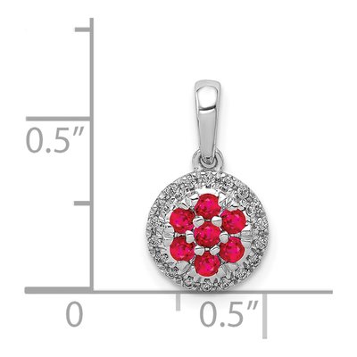 14K White Gold 0.09 ct tw Ruby & Diamond Halo Pendant – view 4
