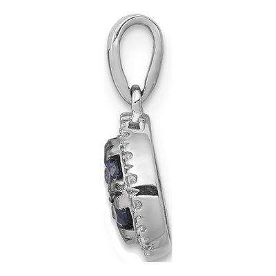 14K White Gold 0.09 ct tw Sapphire & Diamond Cluster Halo Pendant – view 2