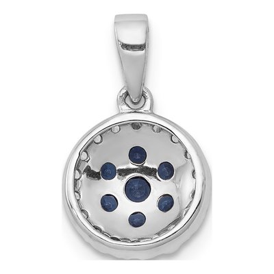 14K White Gold 0.09 ct tw Sapphire & Diamond Cluster Halo Pendant – view 3