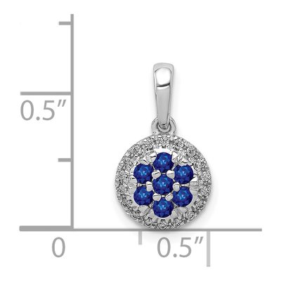 14K White Gold 0.09 ct tw Sapphire & Diamond Cluster Halo Pendant – view 4