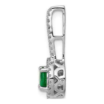 14K White Gold 1/6 ct tw Emerald & Diamond Halo Pendant – view 2