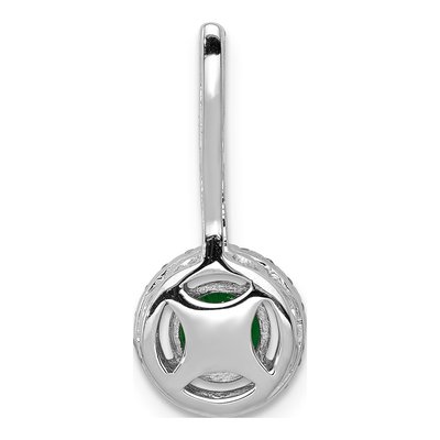 14K White Gold 1/6 ct tw Emerald & Diamond Halo Pendant – view 3