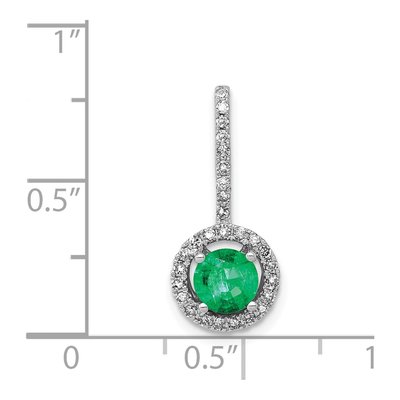 14K White Gold 1/6 ct tw Emerald & Diamond Halo Pendant – view 4