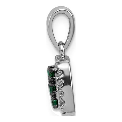 14K White Gold 1/10 ct tw Emerald & Diamond Halo Pendant – view 3