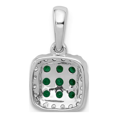 14K White Gold 1/10 ct tw Emerald & Diamond Halo Pendant – view 4