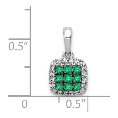 14K White Gold 1/10 ct tw Emerald & Diamond Halo Pendant – view 5