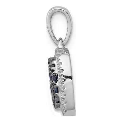 14K White Gold 1/7 ct tw Sapphire & Diamond Cluster Pendant – view 2