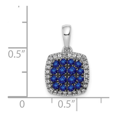 14K White Gold 1/7 ct tw Sapphire & Diamond Cluster Pendant – view 4