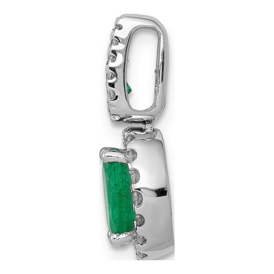 14K White Gold 0.22 ct tw Emerald & Diamond Halo Pendant – view 3