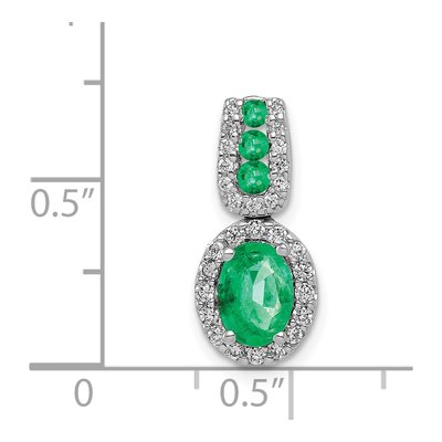 14K White Gold 0.22 ct tw Emerald & Diamond Halo Pendant – view 5