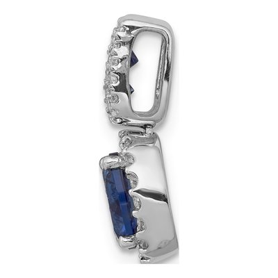 14K White Gold 0.22 ct tw Sapphire & Diamond Oval Halo Pendant – view 3