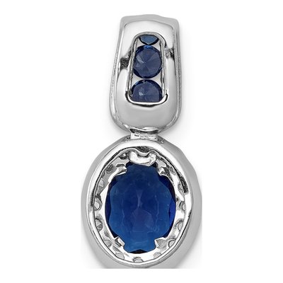 14K White Gold 0.22 ct tw Sapphire & Diamond Oval Halo Pendant – view 4