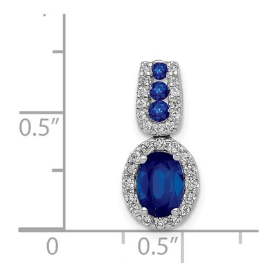 14K White Gold 0.22 ct tw Sapphire & Diamond Oval Halo Pendant – view 5