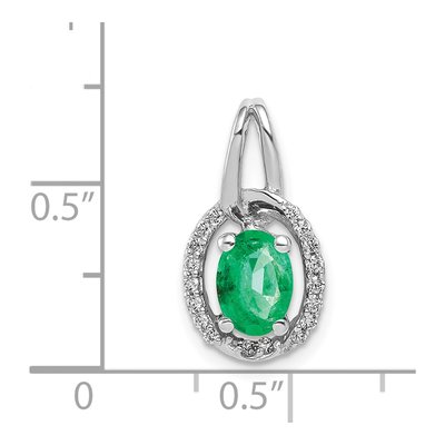 14K White Gold 1/8 ct tw Emerald & Diamond Oval Pendant – view 4