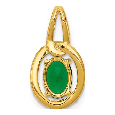 14K Yellow Gold 1/8 ct tw Emerald & Diamond Halo Pendant – view 4