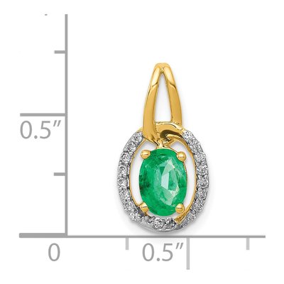 14K Yellow Gold 1/8 ct tw Emerald & Diamond Halo Pendant – view 5
