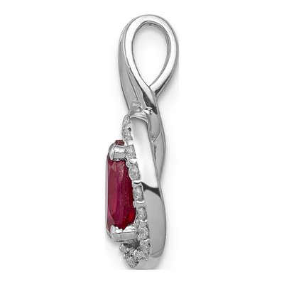 14K White Gold 1/8 ct tw Ruby & Diamond Oval Halo Pendant – view 2