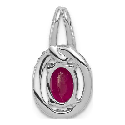 14K White Gold 1/8 ct tw Ruby & Diamond Oval Halo Pendant – view 3