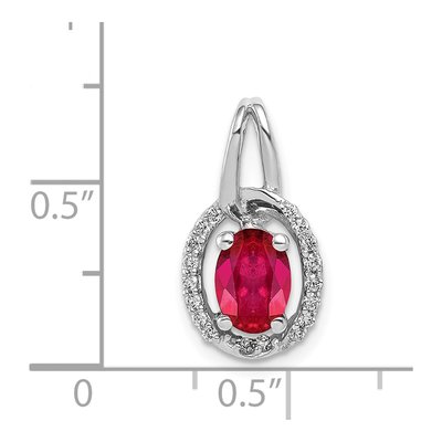 14K White Gold 1/8 ct tw Ruby & Diamond Oval Halo Pendant – view 4