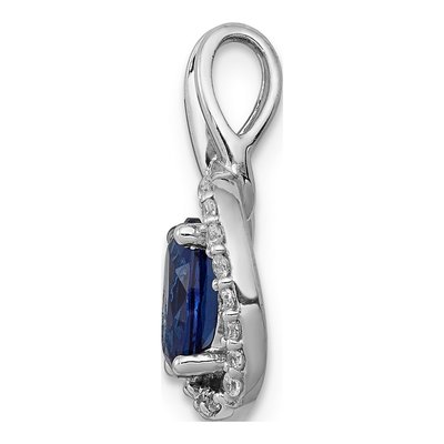 14K White Gold 1/8 ct tw Sapphire & Diamond Halo Pendant – view 2