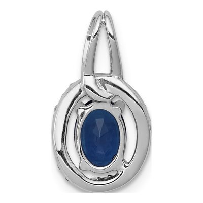 14K White Gold 1/8 ct tw Sapphire & Diamond Halo Pendant – view 3