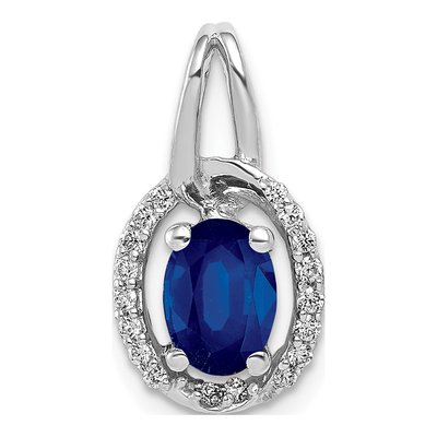 14K White Gold 1/8 ct tw Sapphire & Diamond Halo Pendant