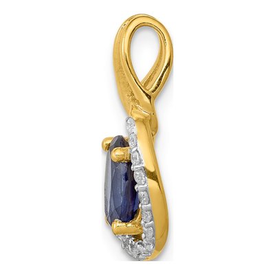 14K Yellow Gold 1/8 ct tw Sapphire & Diamond Oval Halo Pendant – view 2