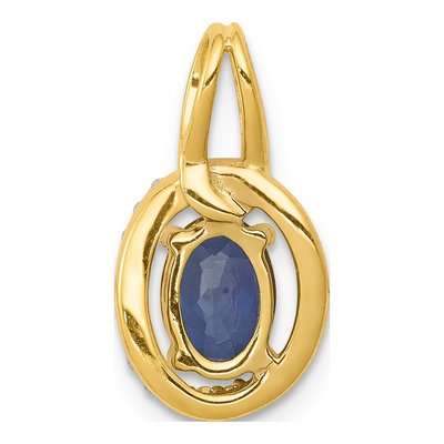 14K Yellow Gold 1/8 ct tw Sapphire & Diamond Oval Halo Pendant – view 3