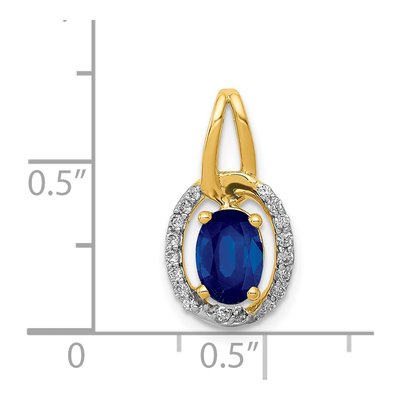 14K Yellow Gold 1/8 ct tw Sapphire & Diamond Oval Halo Pendant – view 4