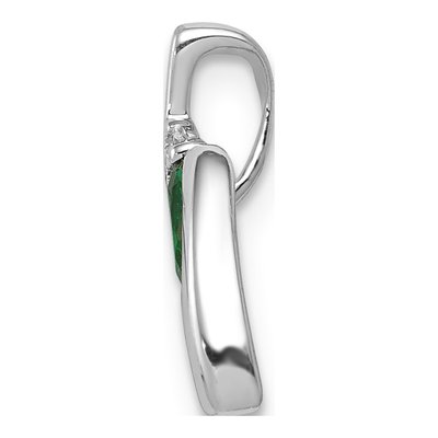 14K White Gold Emerald & Diamond Oval Slide Pendant – view 3