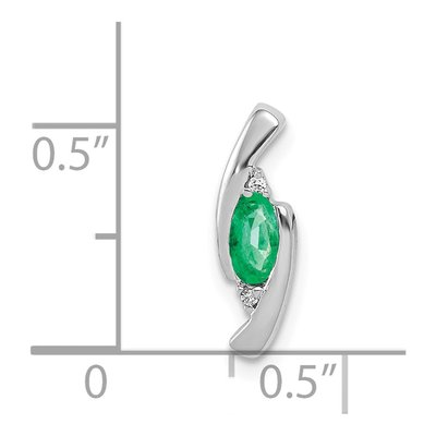 14K White Gold Emerald & Diamond Oval Slide Pendant – view 5