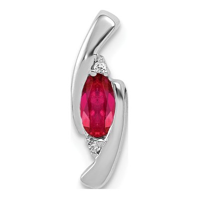 14K White Gold Ruby & Diamond Slide Pendant